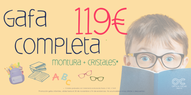 optica infantil en Valencia - promocion de gafas para la vuelta al cole